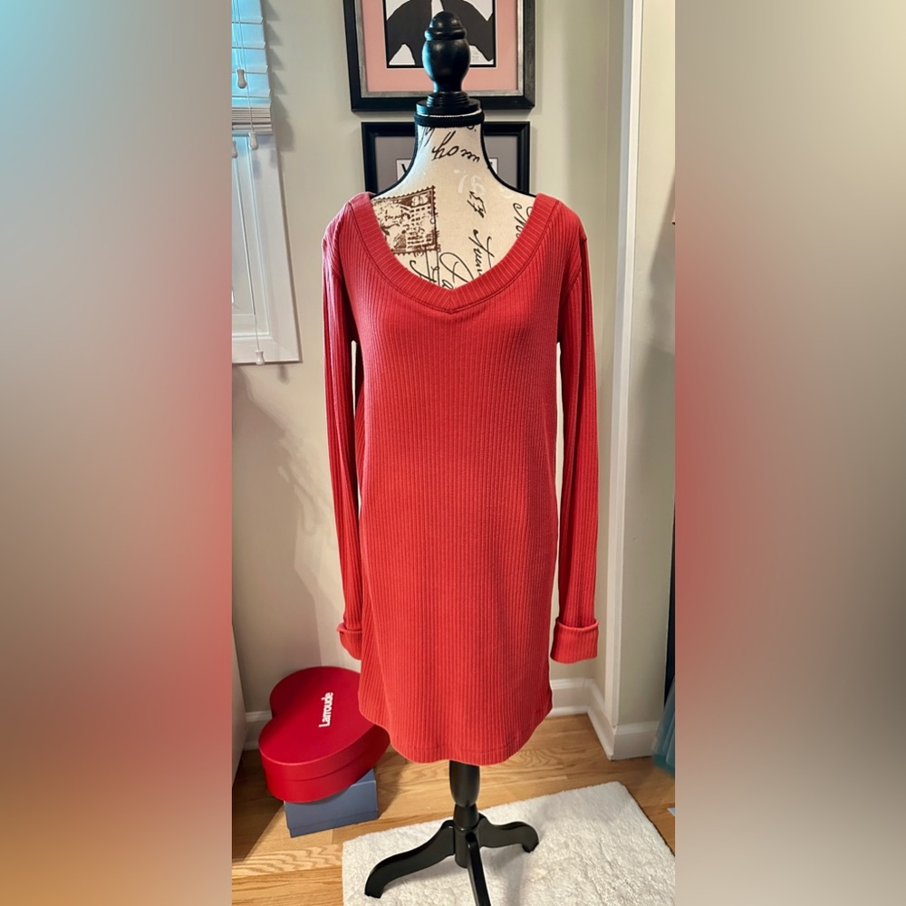 Free People Long Sleeve Red Dress
